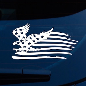 American Flag Decals Eagle - Window Decals - Made In USA - Car Stickers - Truck Stickers - Bumper Sticker - Laptop Stickers