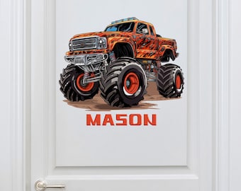Monster Truck Sticker Monster Truck Decor for Boys Room Monster Truck Room Decor for Boys Personalized Wall Decal Color Monster Truck