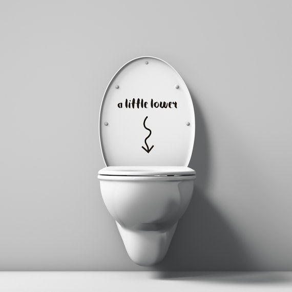 Toilet Vinyl Decal Sign A Little Lower With Arrow Funny Etsy
