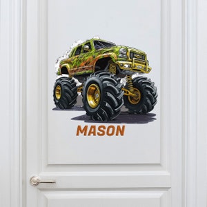 Monster Truck Wall Decals Colorfull Monster Jam Wall Stickers Personalized Wall Decal for Boys Custom Truck Wall Decals Kids Truck Wall