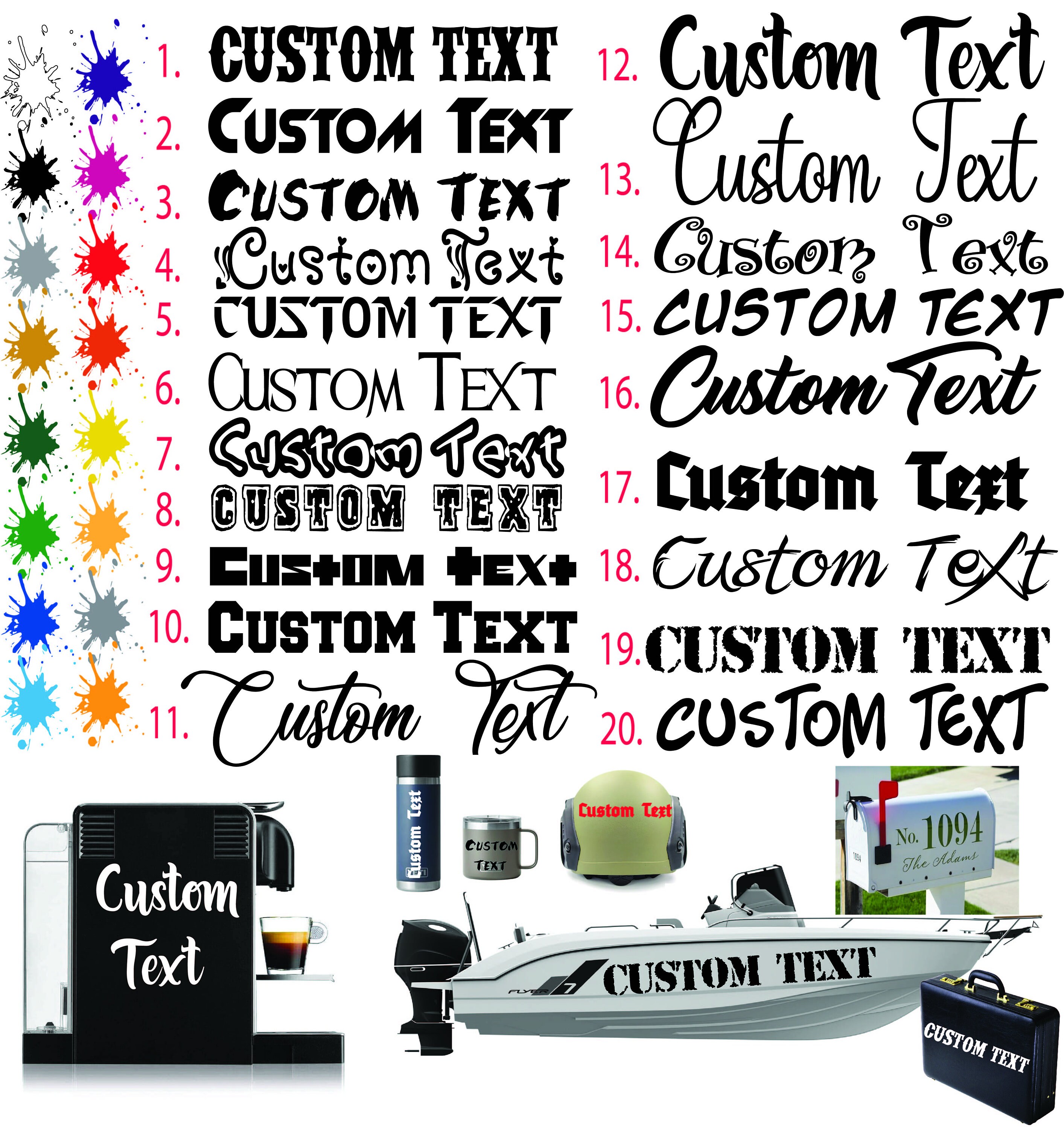 Custom Decal Text Name Sticker Compatible With Yeti Tumbler Cup, Laptop ...