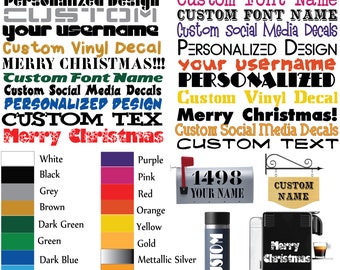 May include: A digital design template for a personalized Christmas gift. The design features the text "Merry Christmas!" in red and white, with the option to add a custom name in black. The design also includes a color chart with various color options for the text.