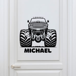 Monster Truck Stickers with Custom Name for Walls - Monster Truck Stickers - Kids Room Decor with Monster Truck Stickers - Monster Truck Roo