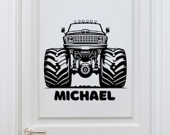 Monster Truck Stickers with Custom Name for Walls - Monster Truck Stickers - Kids Room Decor with Monster Truck Stickers - Monster Truck Roo