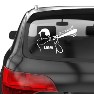 Baseball Player with Bat Custom Wall Decals for Car - Personalized Baseball Player Sticker with Name - Player of Baseball Stickers