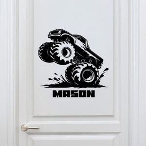 Large Monster Truck Wall Stickers - Monster Truck Wall Decals for Kids Rooms - Monster Truck Theme Customized Stickers - Monster Truck Wall