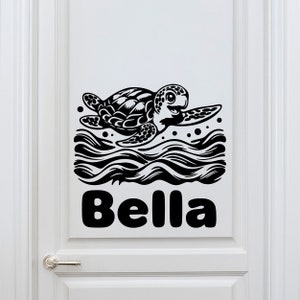 Turtle Door Decal Customizable Animal Door Stickers for Nursery Sea Turtle Door Stickers Custom Name Stickers for Door Animal Door Decor