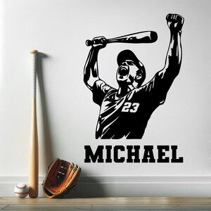 Baseball Wall Decal Personalized Custom Baseball Name Decal Custom Baseball Player Wall Decal Sports Wall Decals for Boys Room