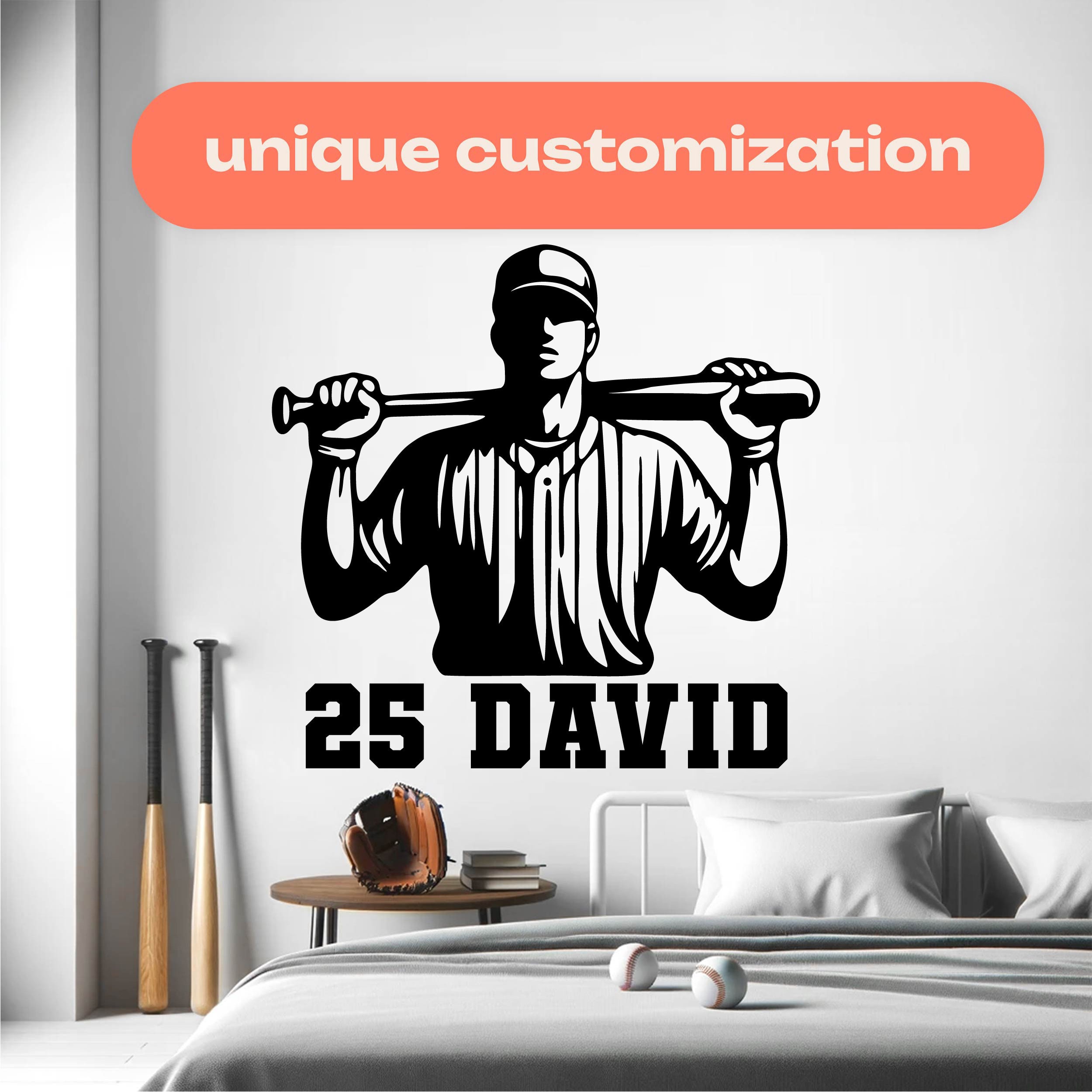 Baseball Wall Decals for Boys Room Personalized Baseball Name Sticker
