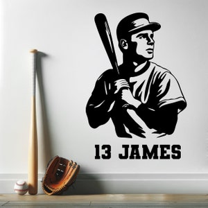Baseball Decals for Boys Room Boy Room Decals for Wall Baseball Wall Mural Custom Baseball Player Wall Decal Personalized Baseball Wall