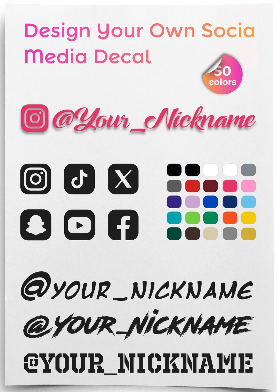 Custom Vinyl Lettering With Your Username - Custom Social Media ...