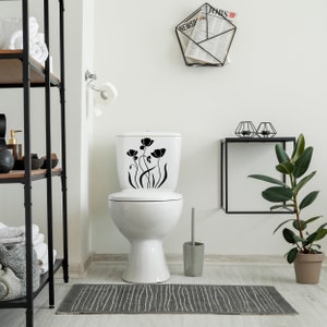 Toilet Decal - Vinyl Sticker with Flowers -  Beautiful Floral Toilet Lid Cover - Quality Sticker for Toilet Front, Wall, Doors 7x9