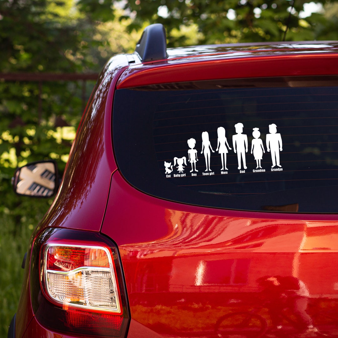 Figure Family Stickers With Silhouettes of Family Members and Pets ...