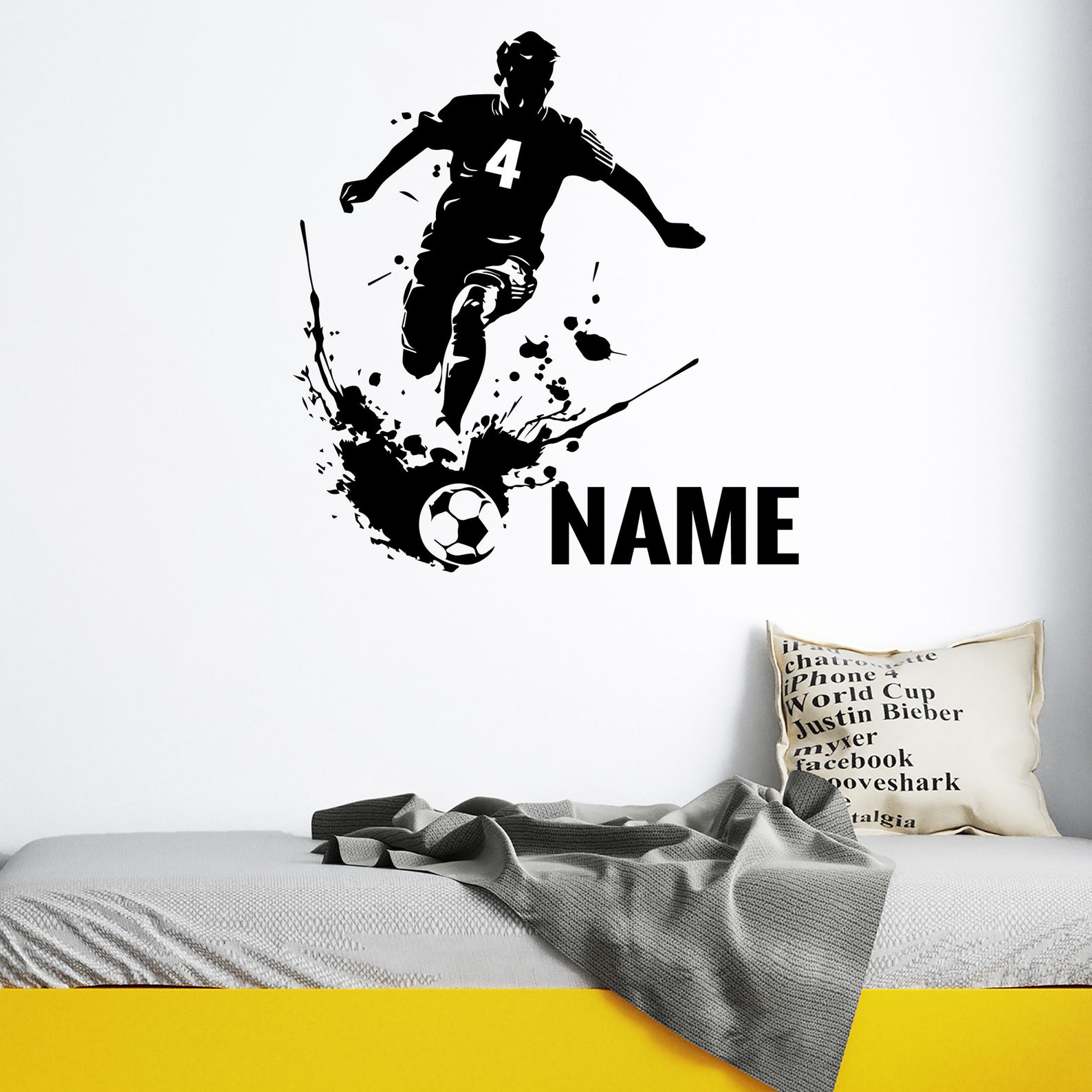 Soccer Player Wall Decals - Custom Name Wall Decal Soccer - Soccer Wall ...