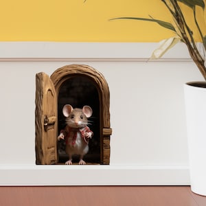 Mouse Stickers for Walls Mouse Decals Mouse Hole 3d Mouse Wall Decal Sticker Mouse Reading Sticker 3D Art Wall Decor