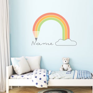 Rainbow Wall Stickers - Wall Decals for Nursery - Cute Rainbow Writing Name - Colorfull Rainbow Decoration - Wall Stickers for Kids Nursery