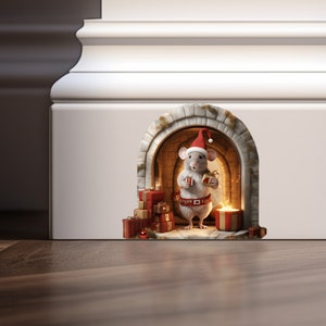 3d Christmas Wall Decor Mouse Sticker Mouse Stickers for Walls Mouse Hole Wall Decal Christmas Mouse in The Wall Decal