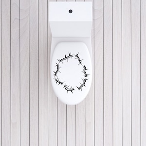 Toilet Seat Sticker Funny -Decal with Black and White Insects-Toilet Cover Decor-Bathroom Decal for Toilet Lid and Front, Wall and Door-9x10