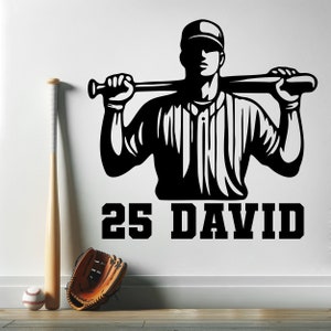 Baseball Wall Decals for Boys Room Personalized Baseball Name Sticker Custom Baseball Wall Decals Sports Wall Decals for Boys Room