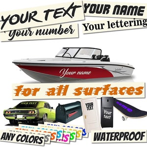 Personalized Vinyl Sticker with Your Own Custom Text Name Number - Waterproof Decal for Car Windshield, Bumper, Motorcycle, Boat, Doors