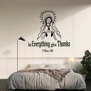 Ave Maria Wall Decals Scripture Verses about Importance to Thank God - Christian Wall Stickers with Bible Quote and Virgin Maria
