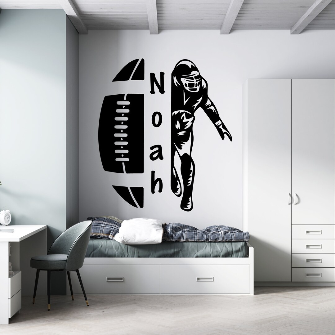 Personalized Sports Wall Decal With Black Silhouette of American
