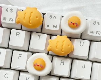 Egg and Fish Bread Keycap | Kawaii | Mechanical Keyboard | Egg | Fish Bread Keycap | fish Keycap | Eggie