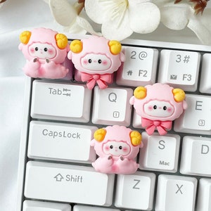 Pink Sheep Keycap | Kawaii | Mechanical Keyboard | Pink Ram Keycap | Little Bo | Peep