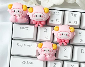 Pink Sheep Keycap | Kawaii | Mechanical Keyboard | Pink Ram Keycap | Little Bo | Peep