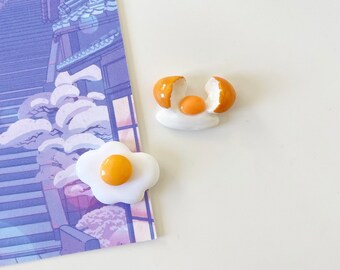 Ímãs de Ovo | Ímã de Ovo Quebrado | Ímã do Lado Ensolarado | Ímã 3D | Kawaii | Ímã de Comida | Ímãs de Geladeira | Ímãs de Café da Manhã