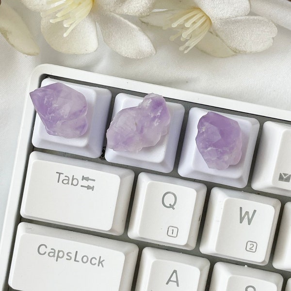 Tecla de cristal 3D / Kawaii / Teclado mecánico / Cristal / Púrpura / Amatista