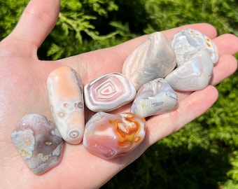 Pink Botswana Agate - Ethically sourced from Botswana - 1" - 1.5" Inch Tumbled Stones