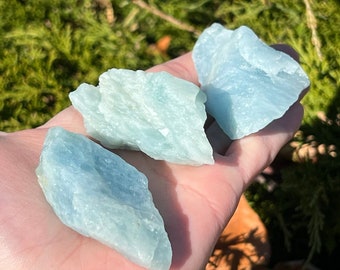 Aquamarine Raw Stone - Ethically sourced from Brazil - AA Grade 1" - 2.5" in.