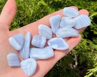 Blue Lace Agate - Ethically sourced from Namibia - 0.5" - 1.25" Inch Tumbled Stones