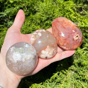 Pick One - Flower Agate Hand Polished Palm Stone - Ethically sourced from Madagascar
