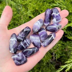 Chevron Amethyst Tumbled Stone - Ethically sourced from Zambia - AA Grade 0.75&quot; - 1.25&quot; in.