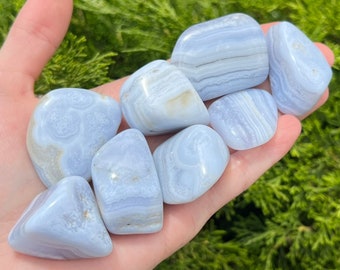 Blue Lace Agate - Ethically sourced from Namibia - 1" - 2" Inch Tumbled Stones