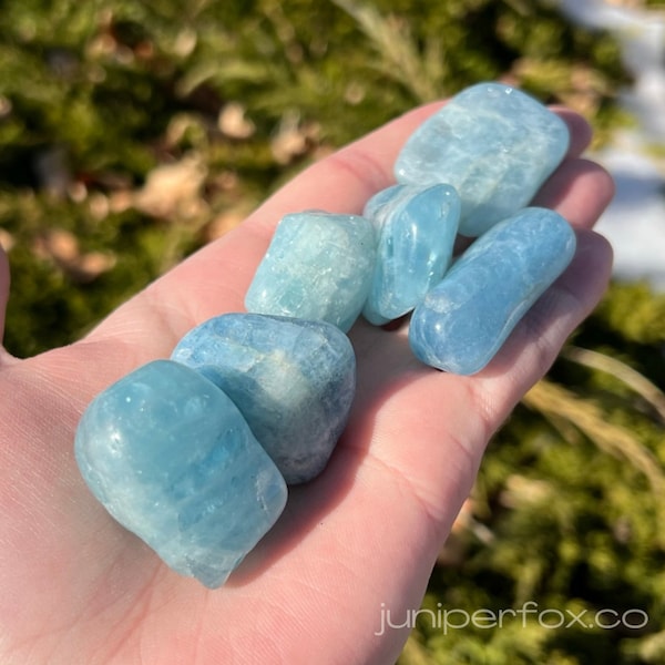 Aquamarine Tumbled Stone - Ethically sourced from Brazil - AAA Grade 1" - 1.5" in.