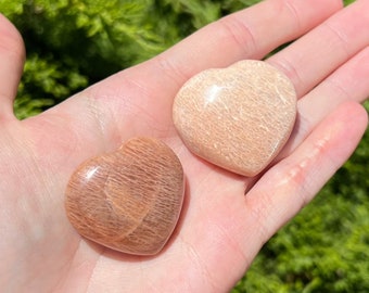 Pick One - Peach Moonstone Hearts - Ethically sourced from Madagascar