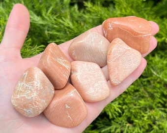 Peach Moonstone - Ethically sourced from Madagascar - 1" - 1.5" Inch Tumbled Stones