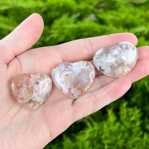 Pick One - Flower Agate Hand Polished Hearts - Ethically sourced from Madagascar
