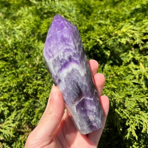 Chevron Amethyst Large Crystal Point - Ethically sourced from Zambia - AA Grade 4.5&quot; in.