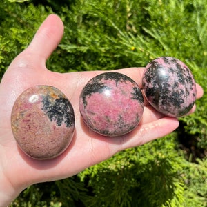 Pick One - Rhodonite Hand Polished Palm Stone - Ethically sourced from Madagascar
