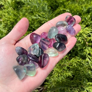 Rainbow Fluorite Mini Tumbled Stones Set of 1, 5, 10, or 20 - Ethically sourced from China - AAA Grade 0.5 - 1.25 Inch Stones