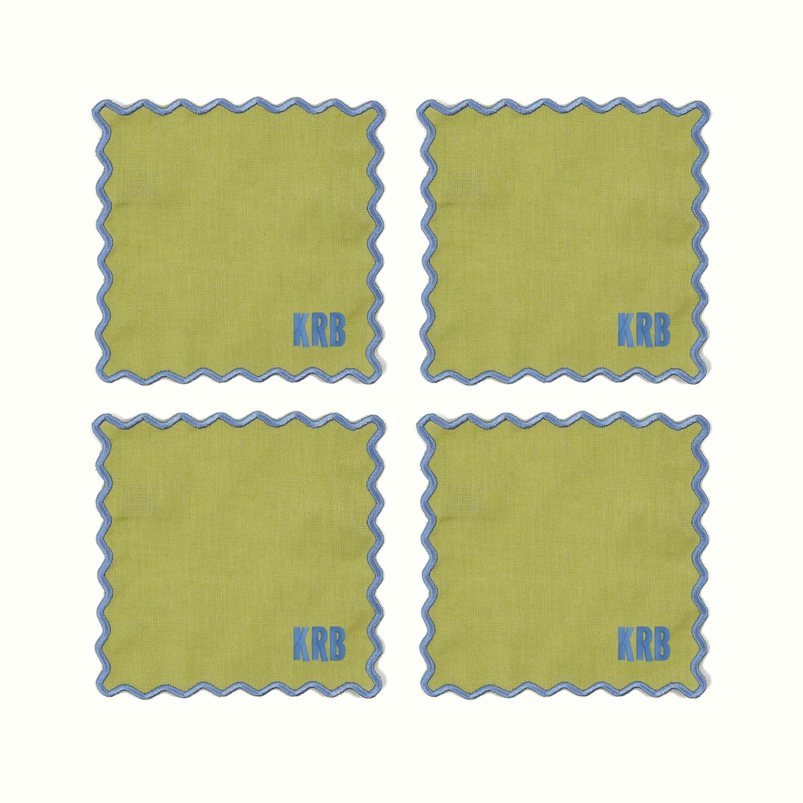 Personalized Linen Cocktail Napkins - Set of 4 - Limerick & Bluebelle, Script