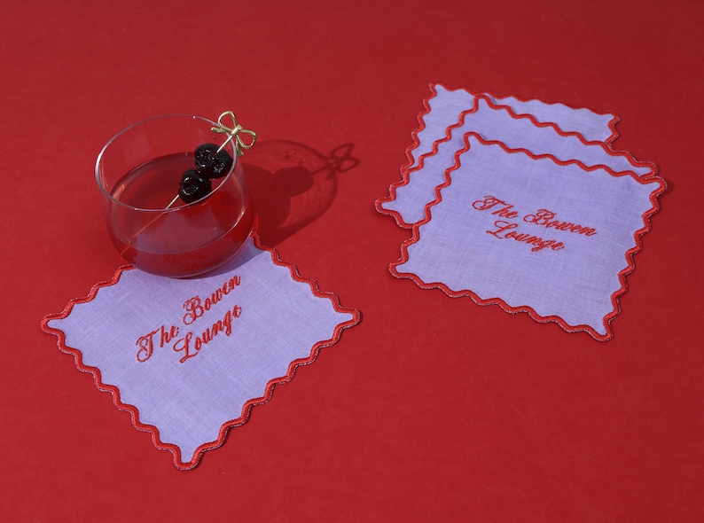 Personalized Linen Cocktail Napkins - Set of 4