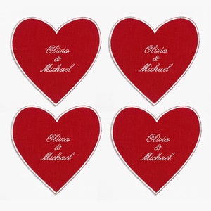 Personalisierte Herz Leinen Cocktailserviette, personalisierte Cocktailservietten, Barzubehör, Küchenservietten, Leinen-Cocktailservietten, Verlobungsgeschenk