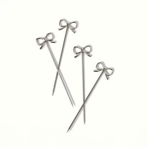 Silver Bow Cocktail Picks, Cocktail Picks, Bar Accessories, Barware, Appetizer Forks