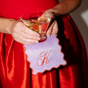 Personalized Lilac Rectangle Cocktail Napkins, Custom Cocktail Napkins, Monogrammed Napkins, Table Coasters image 1