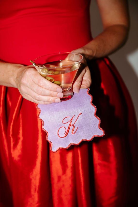 Personalized Lilac Rectangle Cocktail Napkins, Custom Cocktail Napkins, Monogrammed Napkins, Table Coasters